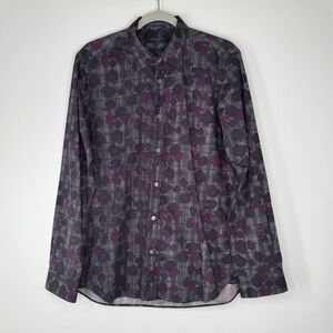 Ted Baker London Black Purple Long Sleeve Button Up Men’s Size 3